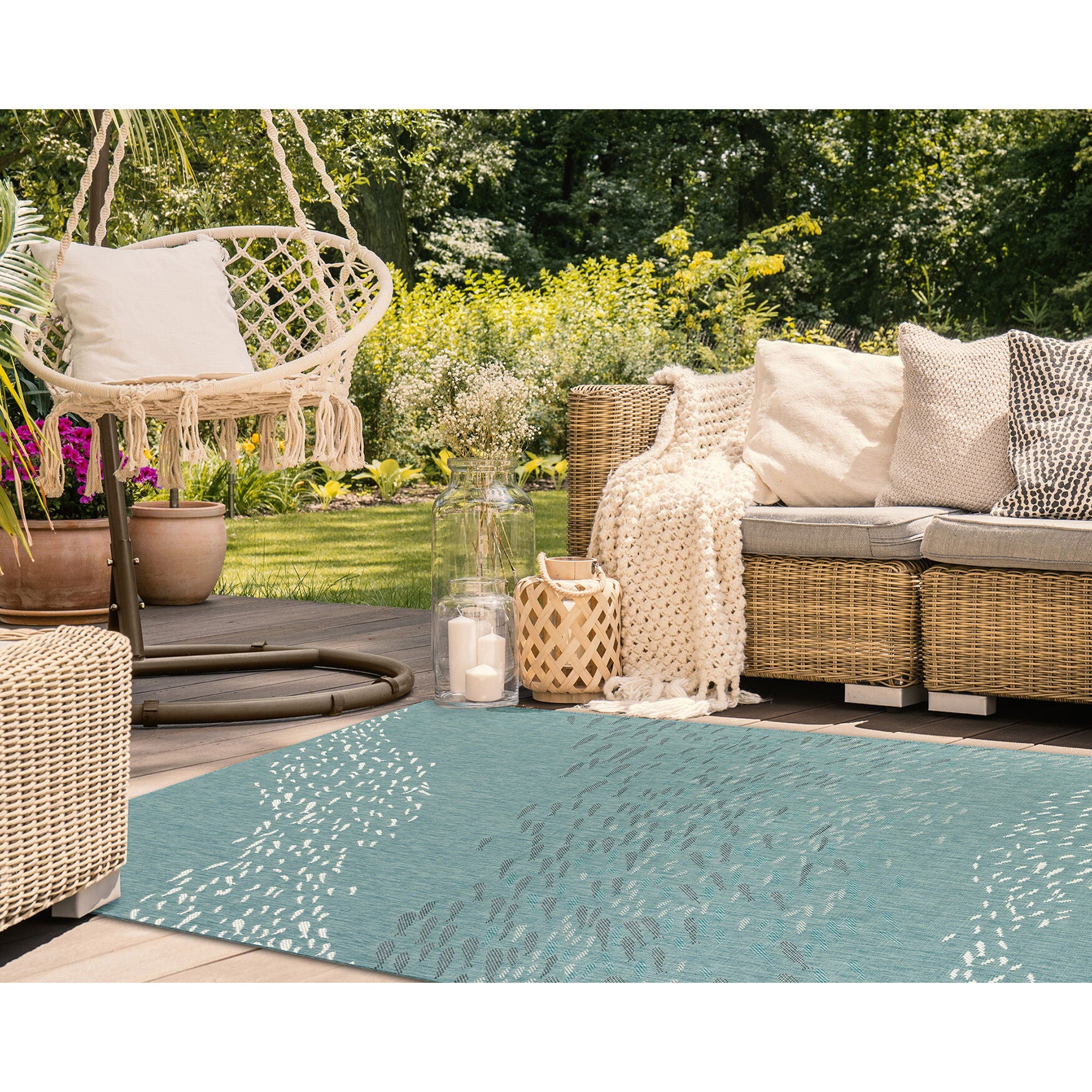 Carmel School Of Fish Indoor/Outdoor Area Rug Aqua, , alternate image number 5