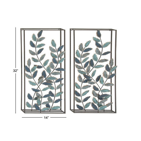 Set Of 2 Black Metal Traditional Floral Wall Decor, , alternate image number null
