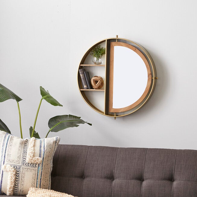 Gold Metal Contemporary Wall Shelf Wall Shelf, , alternate image number null