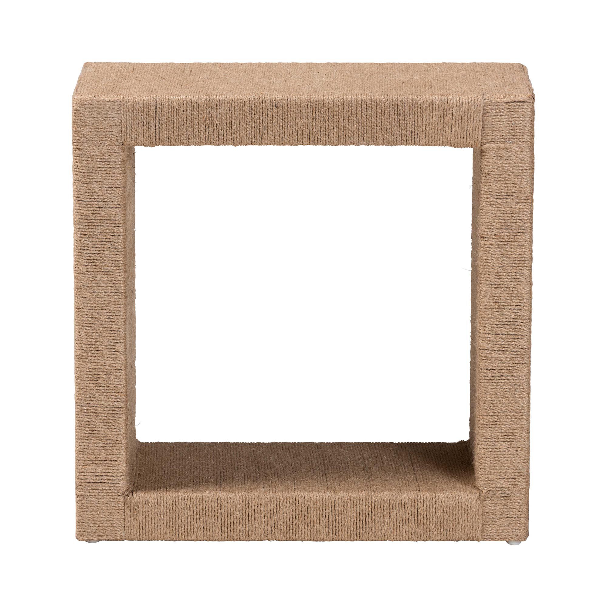 Adonica Modern Bohemian Natural Brown Jute and Wood End Table, BROWN, alternate image number 3