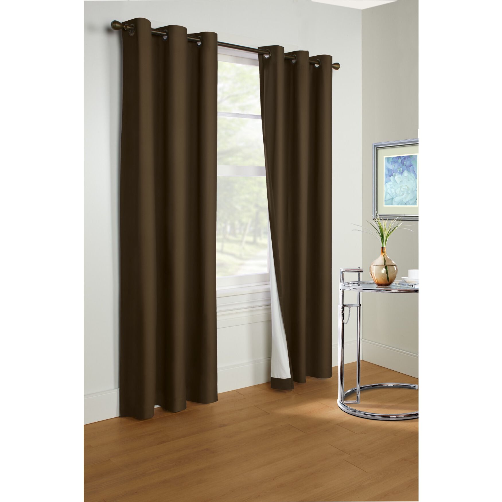 Prelude Room Darkening Grommet Curtain Panel, BROWN, hi-res image number 0