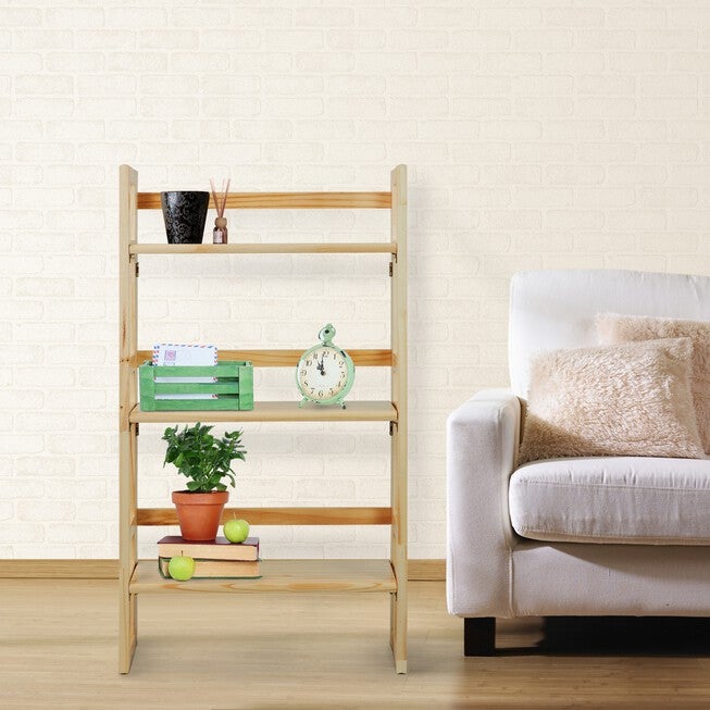 3-Shelf Folding Student Bookcase 20.75 inches Wide-Natural, , alternate image number 7