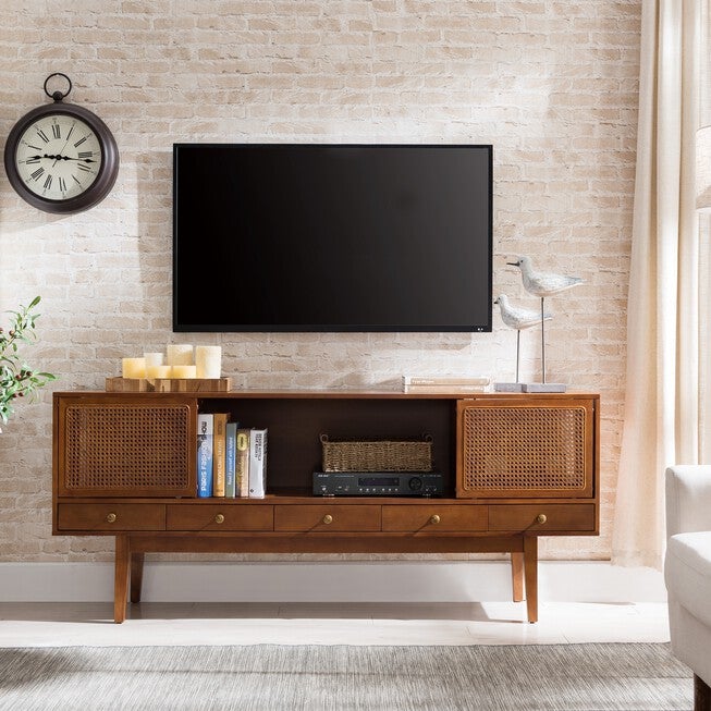 Holly & Martin Simms Midcentury Modern Media Console, TOBACCO, hi-res image number 0