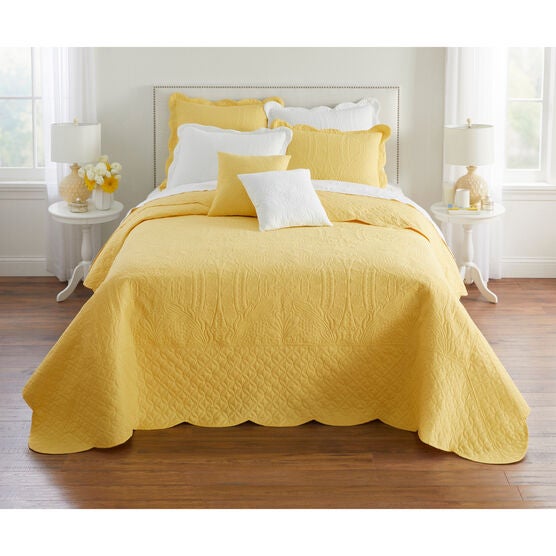 Lily Damask Embossed Bedspread, BUTTER, hi-res image number null