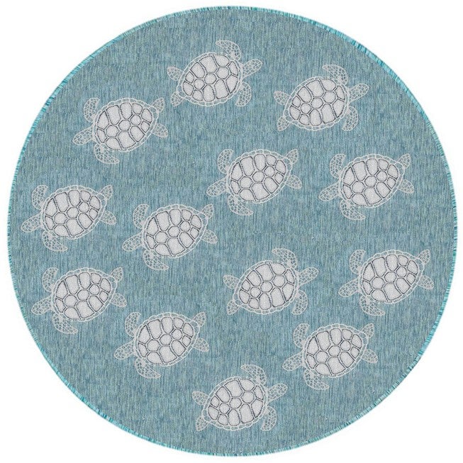Liora Manne Carmel Seaturtles Indoor/Outdoor Rug Aqua 23 inchesX7 feet 6 inches, , alternate image number null