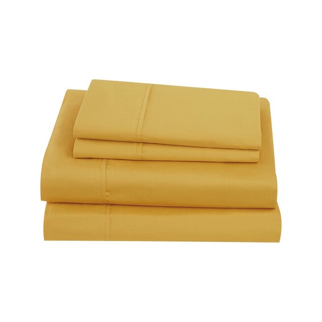 Solid Cotton Percale Sheet Set, MUSTARD, hi-res image number 0