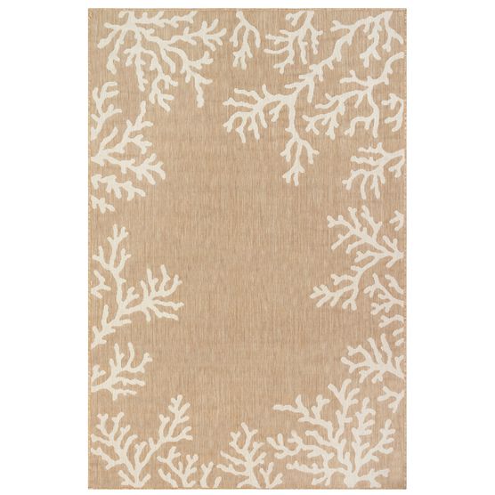 Liora Manne Carmel Coral Border Indoor/Outdoor Rug 23"X7'6", SAND, hi-res image number null