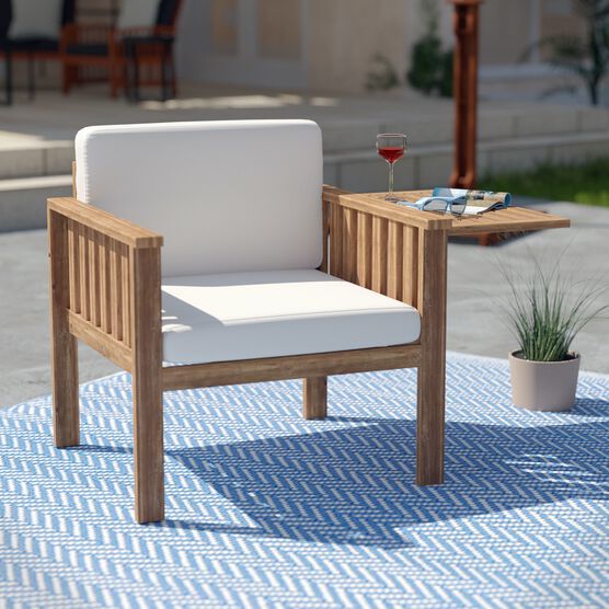 Kanmill Outdoor Lounge Chair W Cushions, NATURAL, hi-res image number null