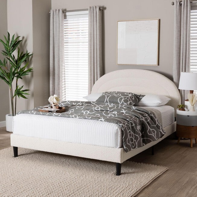 Pelagia Boucle Upholstered Platform Bed, CREAM, hi-res image number null