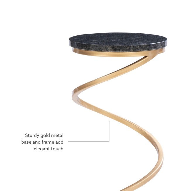 Gigi Spiral Black Granite Drink Table Accent Tables (Including End Tables), , alternate image number null