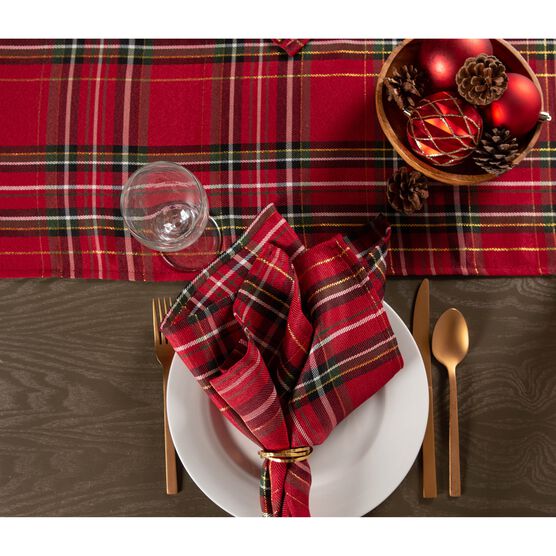 Holiday Metallic Plaid Table Runner 14x72, , alternate image number null