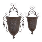 Set Of 2 Brown Metal Traditional Planter, BROWN, hi-res image number null