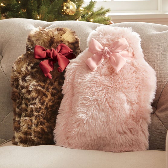 Faux Fur Plush Hot Water Bottle & Holder, Faux Fur Plush Hot Water Bottle & Holder,