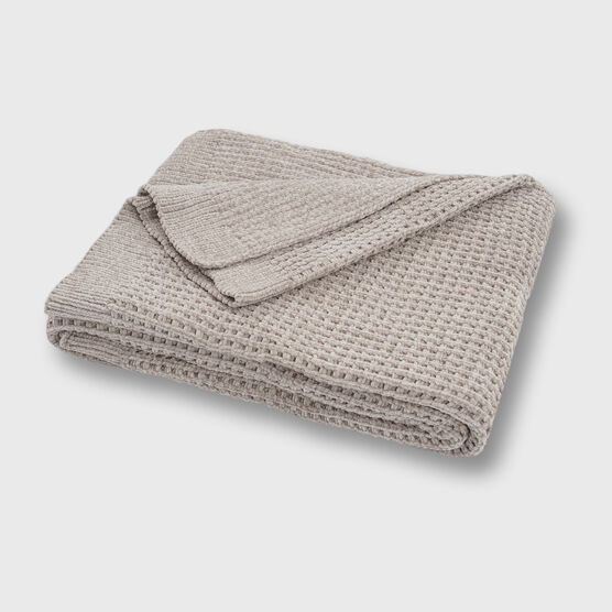 Shiny Waffle Chenille Knit Throw, LIGHT GRAY, hi-res image number null