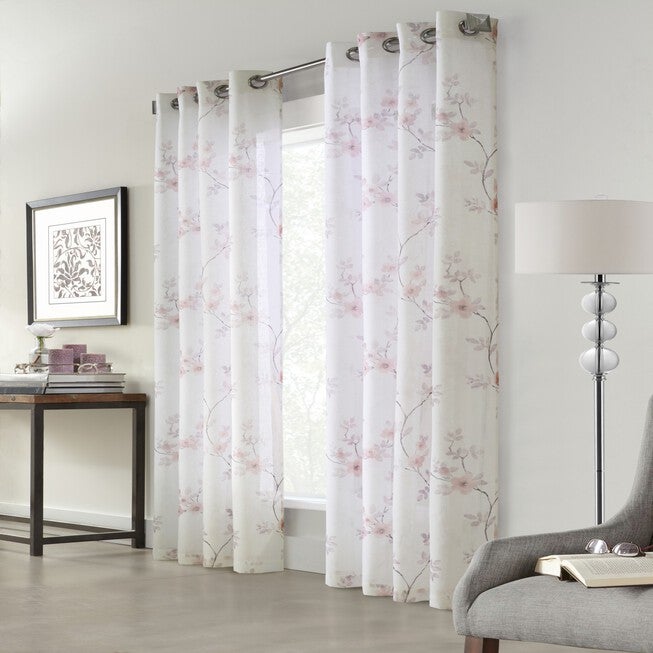 Habitat Blossom Indoor Single Grommet Curtain Panel, BLUSH, hi-res image number null