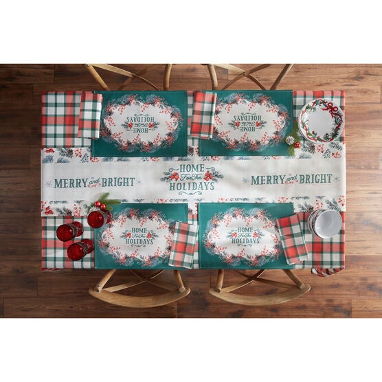 SET OF 4 Holiday Kitchen PLAID NAPKINS, PLAID, hi-res image number null