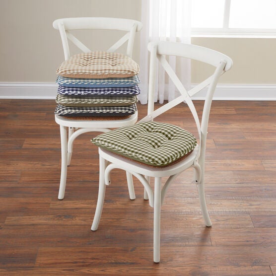 Gingham Gripper® Chair Cushion, PINE, hi-res image number null