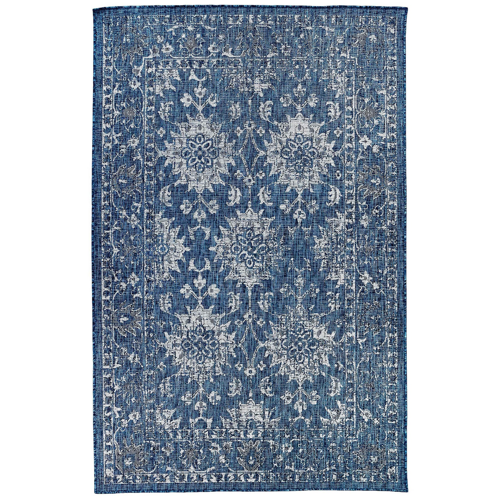 Carmel Vintage Floral Indoor/Outdoor Area Rug Black, NAVY, hi-res image number 0