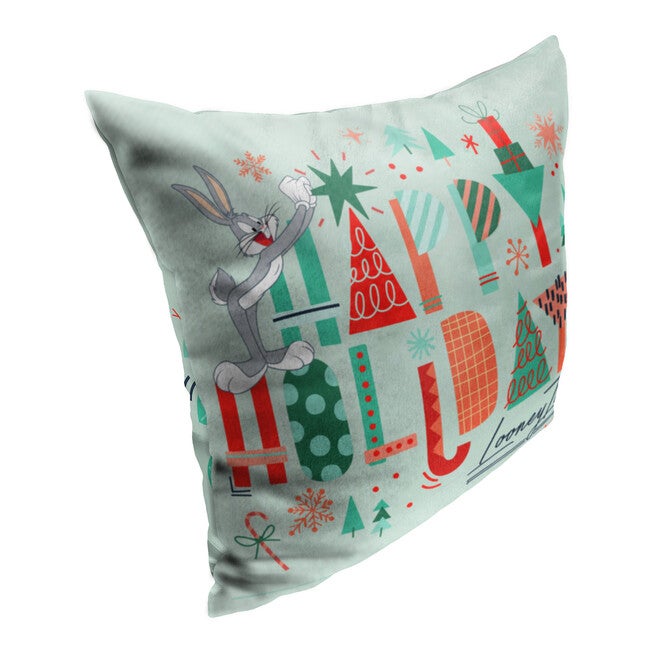 Wb Looney Tunes Happy Holidays Printed Throw Pillow, , on-hover image number null