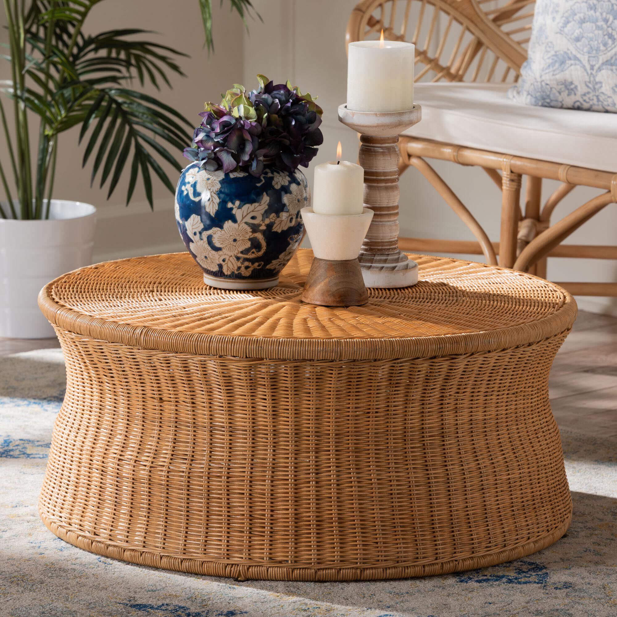 Caroline Round Natural Rattan Coffee Table