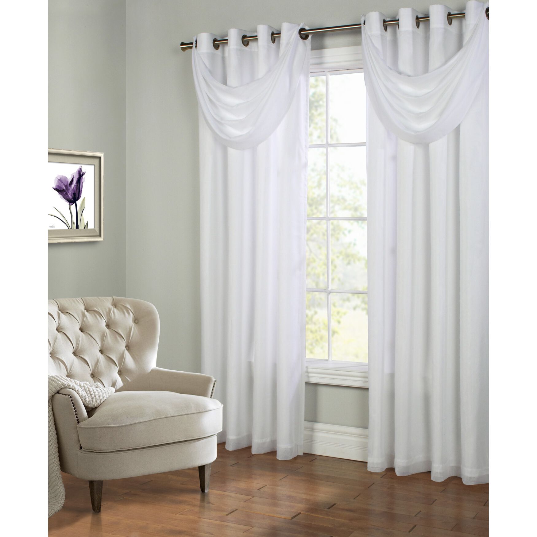 Rhapsody Lined Light Filtering Grommet Ascot Valance, , alternate image number 8