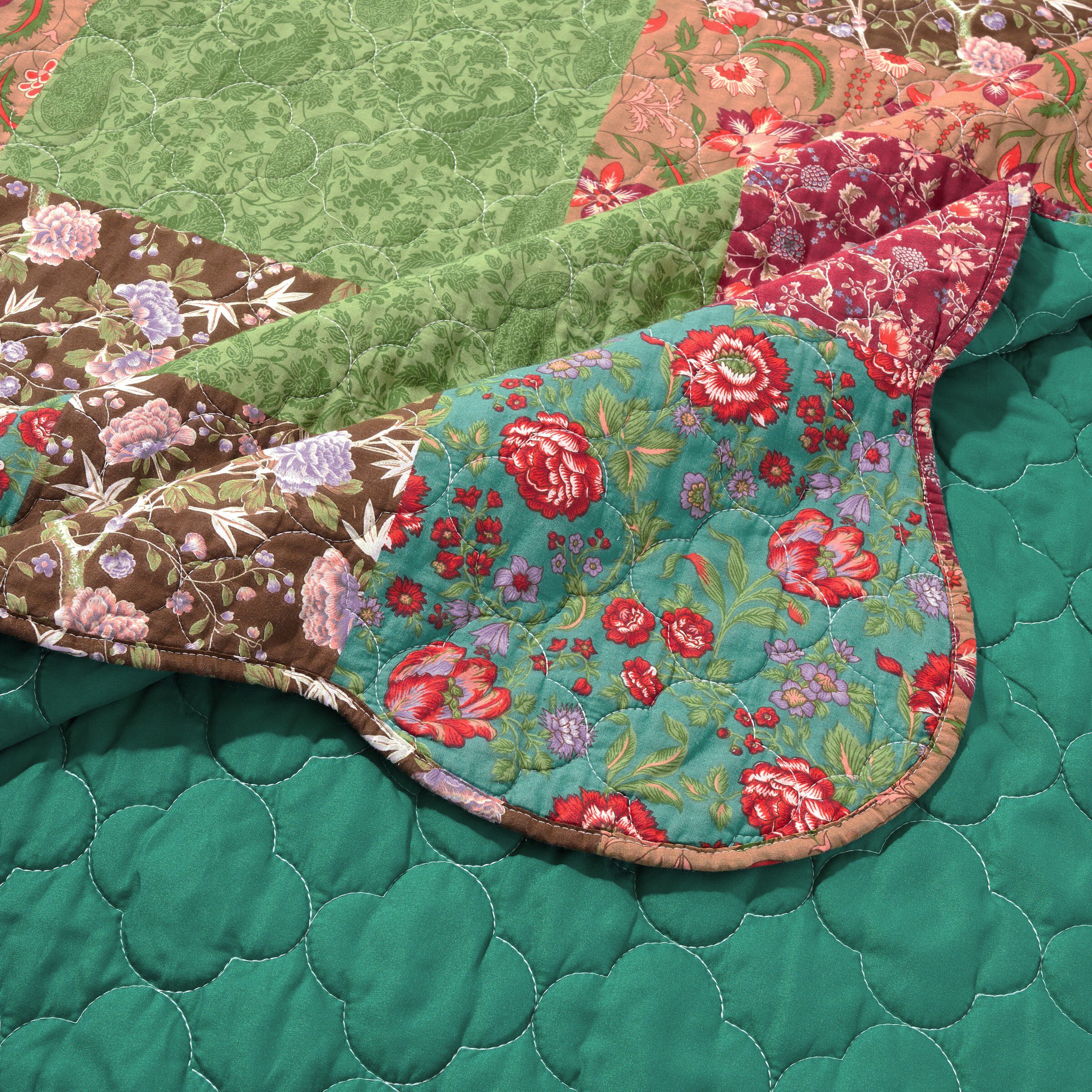 Danica Contemporary Floral Patchwork Quilt Set, MULTI, alternate image number 3