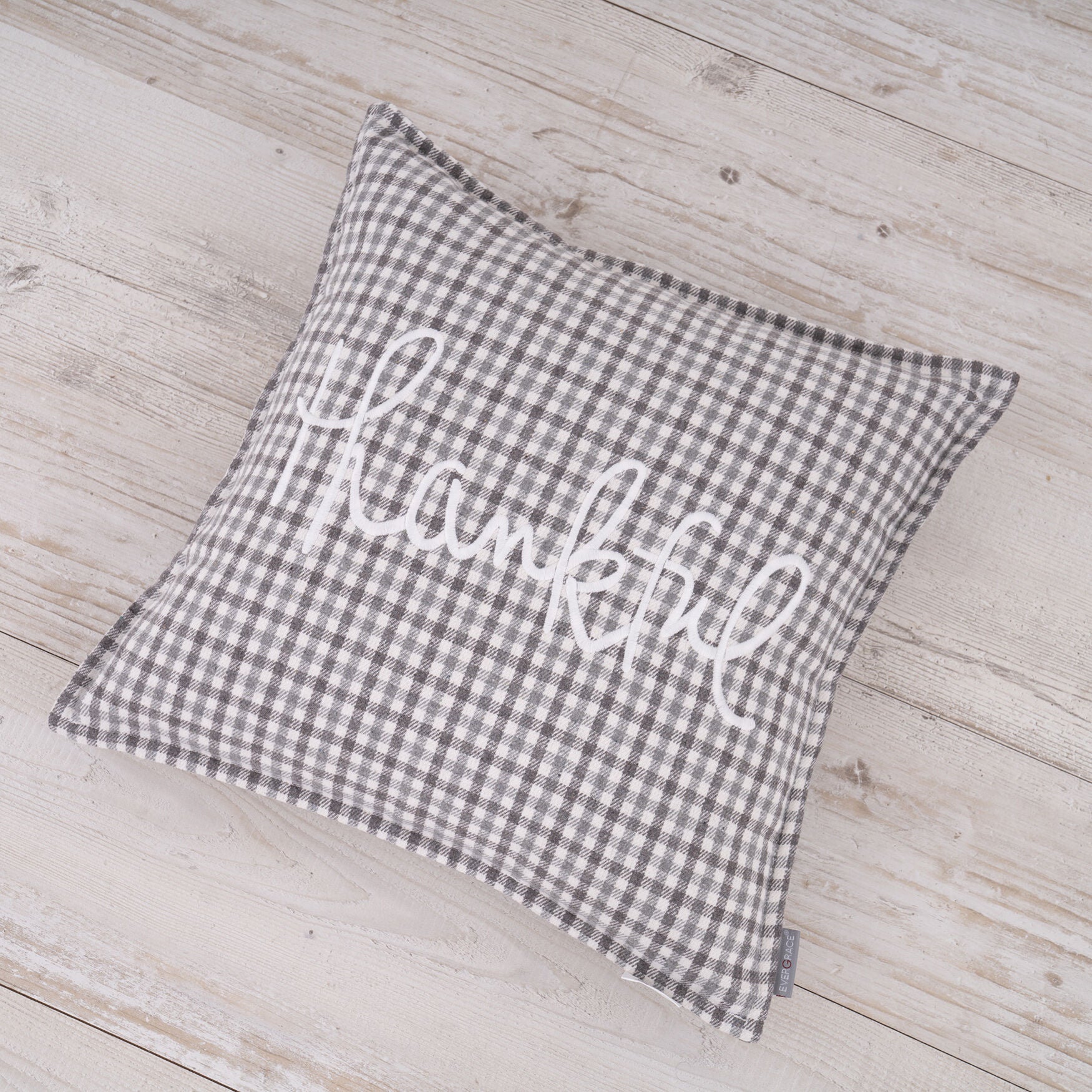 Brenner Plaid Thankful Sentiment Square Pillow, , alternate image number 5