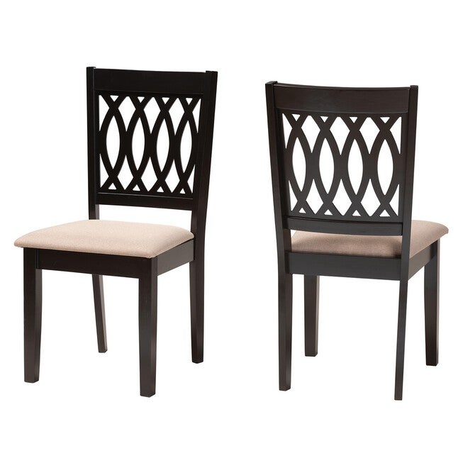Florencia Modern Beige Fabric And Espresso Brown Finished Wood Dining Chair, BEIGE ESPRESSO BROWN, hi-res image number 0