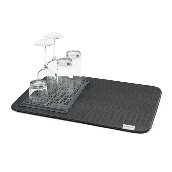MICROFIBER MAT W GLASS DRYING TRAY, BLACK, hi-res image number null