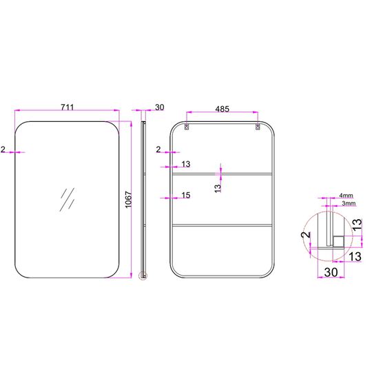 Rectangular Metal Frame Mirror, , alternate image number null