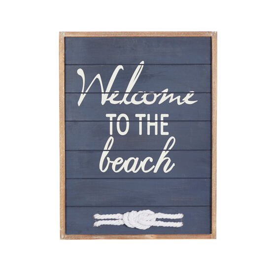 Coastal Blue Wood Welcome To The Beach Sign, BLUE, hi-res image number null