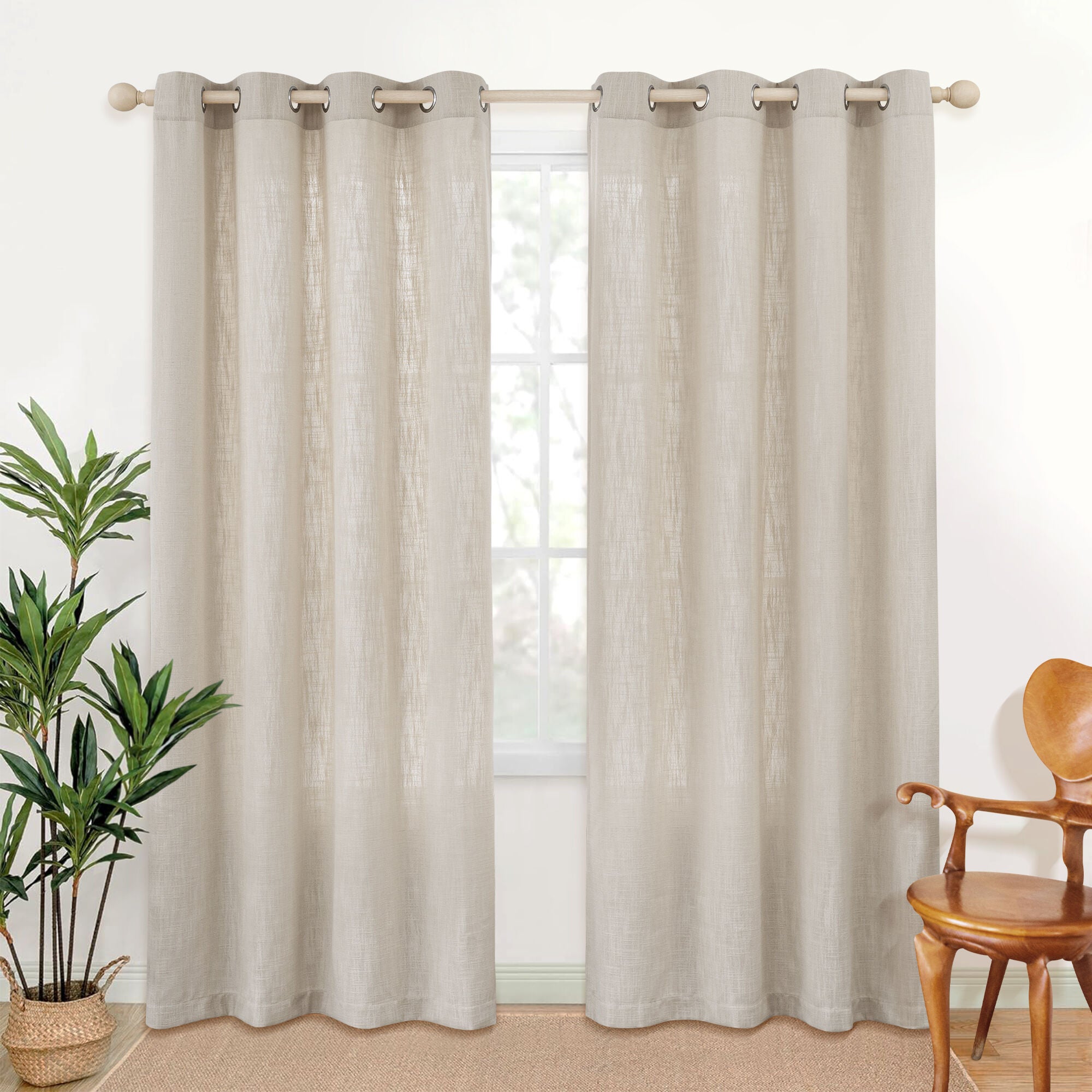 Slub Linen Texture Privacy and Light Filtering Grommet Pair