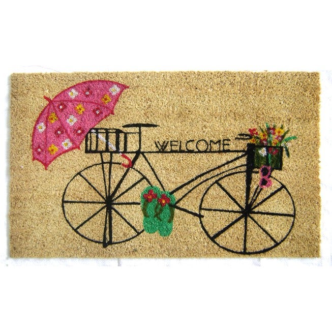 Bicycle Welcome Coir Mat With Vinyl Backing Floor Coverings, MULTI, hi-res image number null