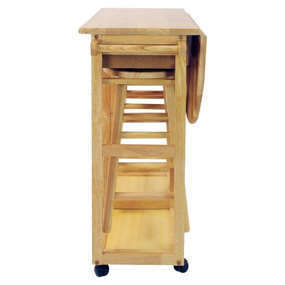 Breakfast Cart with Drop-Leaf Table-Natural, , on-hover image number null