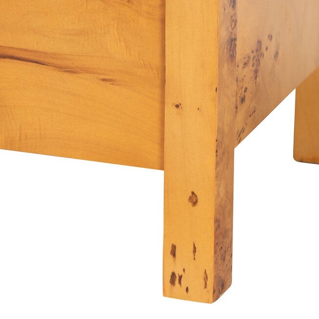 Azmi Modern and Contemporary Natural Light Mappa Real Burl Wood 2-Drawer Nightstand, LIGHT MAPPA BURL, alternate image number null