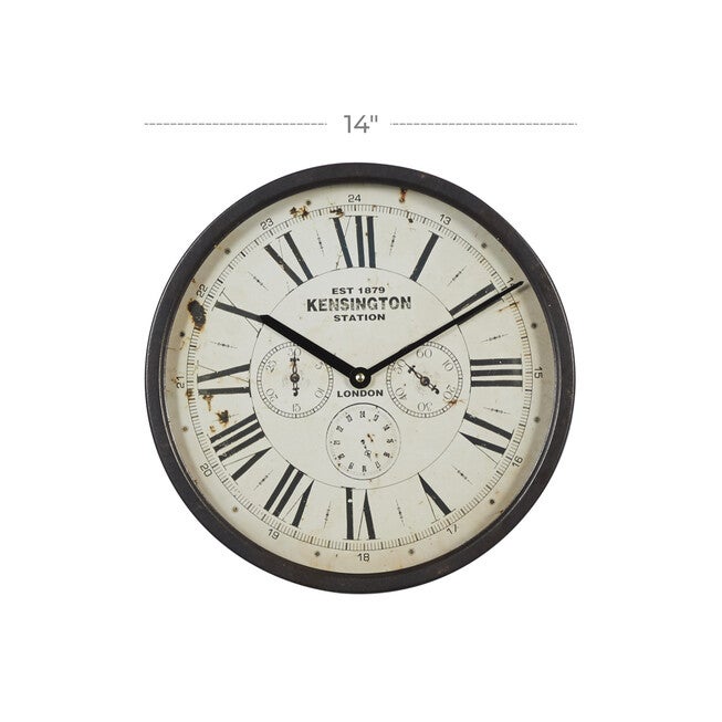 Brown Vintage Metal Wall Clock, , alternate image number 6