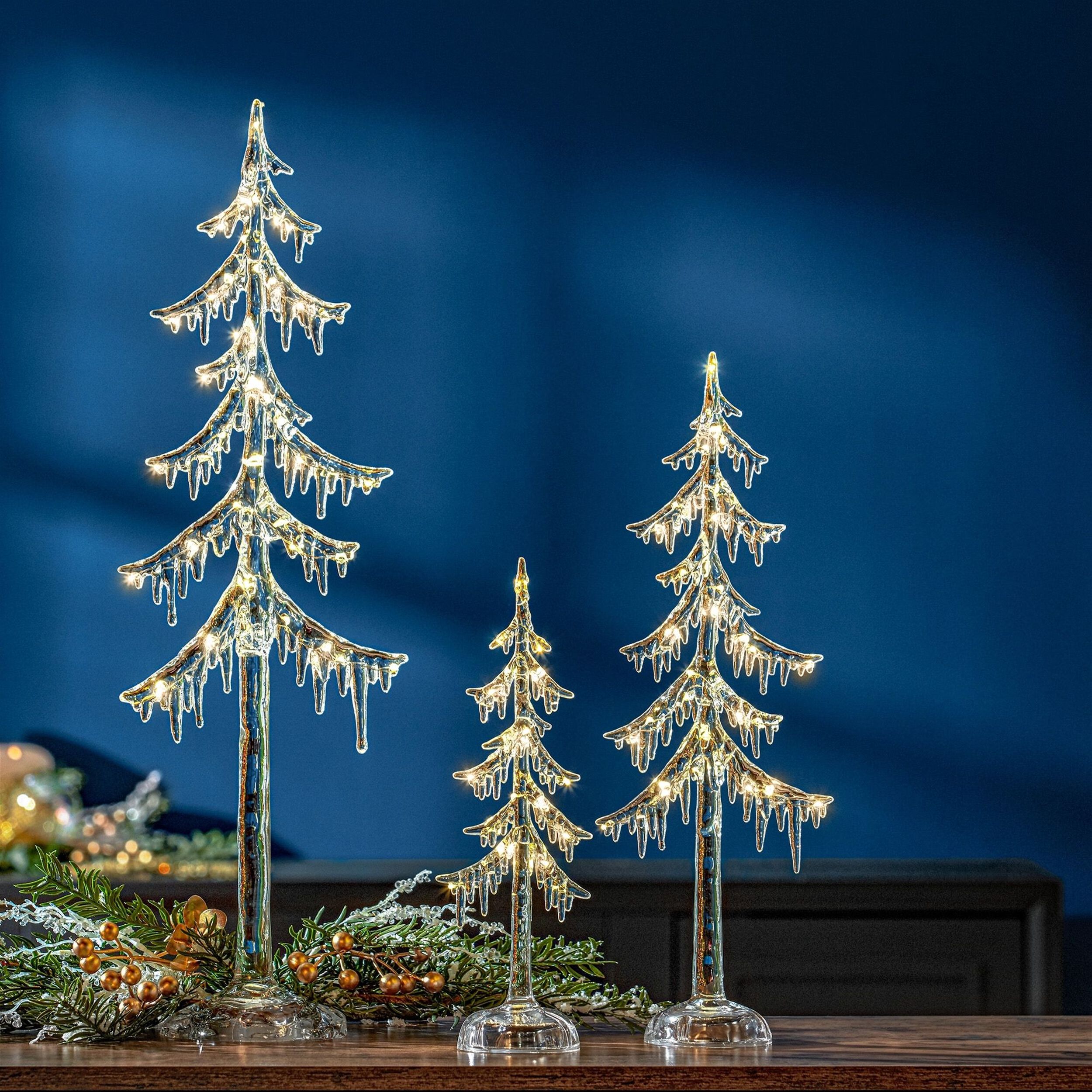 LED Acrylic Dripping Pine Tree (Set of 2), CLEAR, alternate image number 2