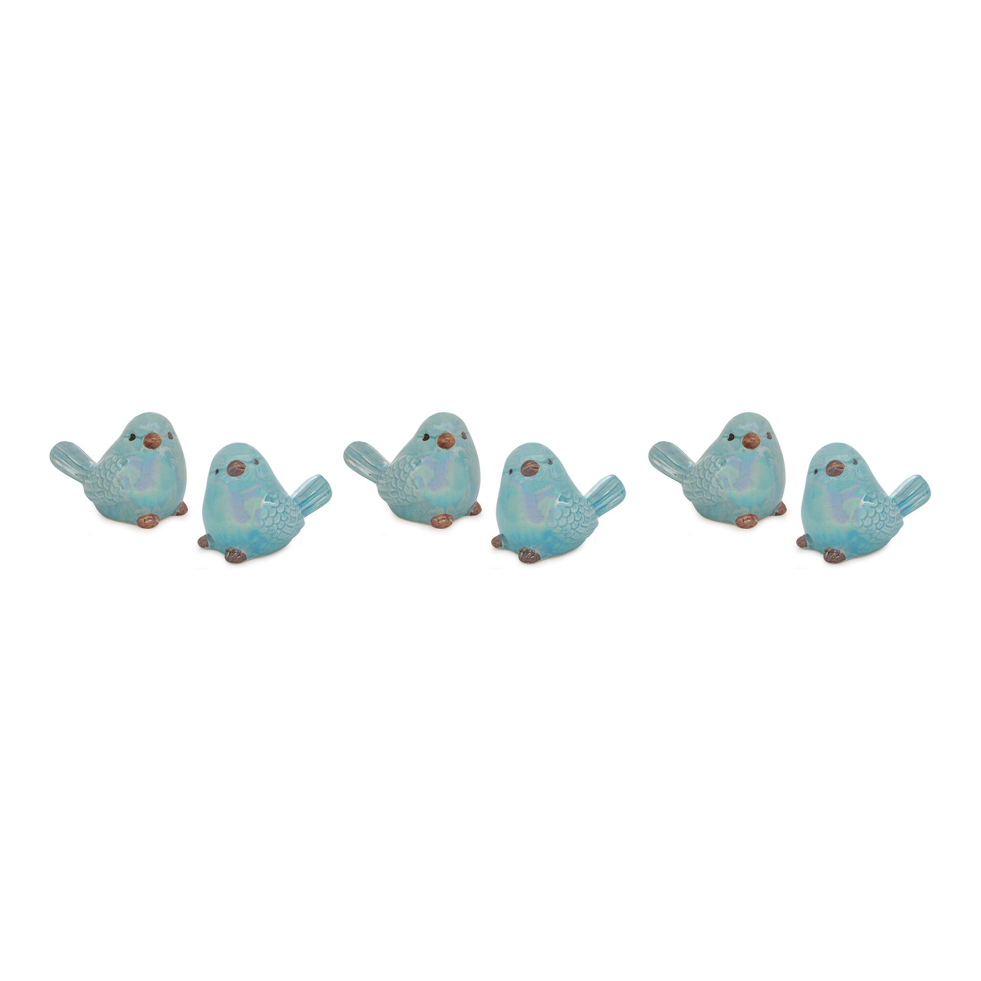 Bird (Set of 6) 3 inchesH Ceramic, BLUE, alternate image number 1