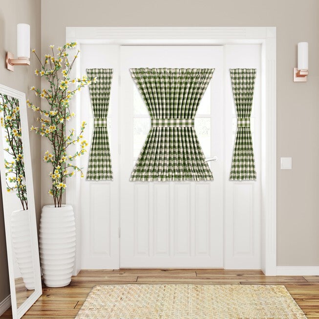 Buffalo Check Rod Pocket Door Panel And Tieback, SAGE, hi-res image number null