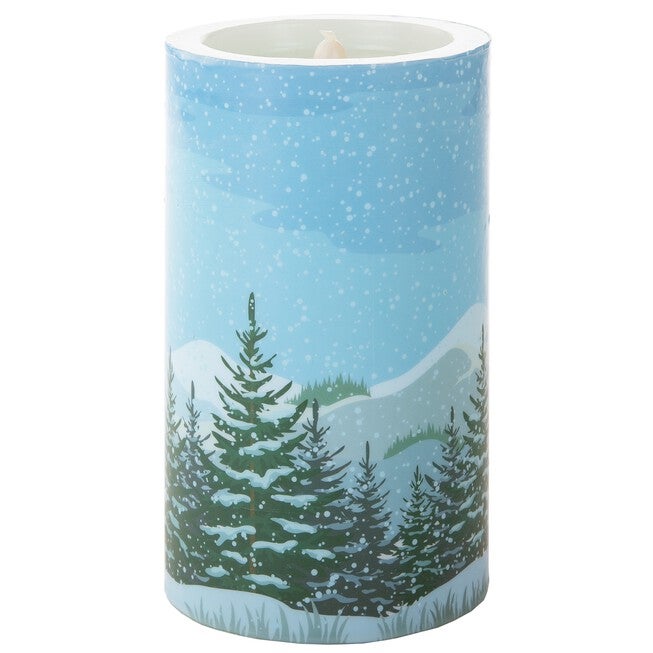 Snowy Landscpe Fiber Optic & LED Candle, MULTI, hi-res image number 0