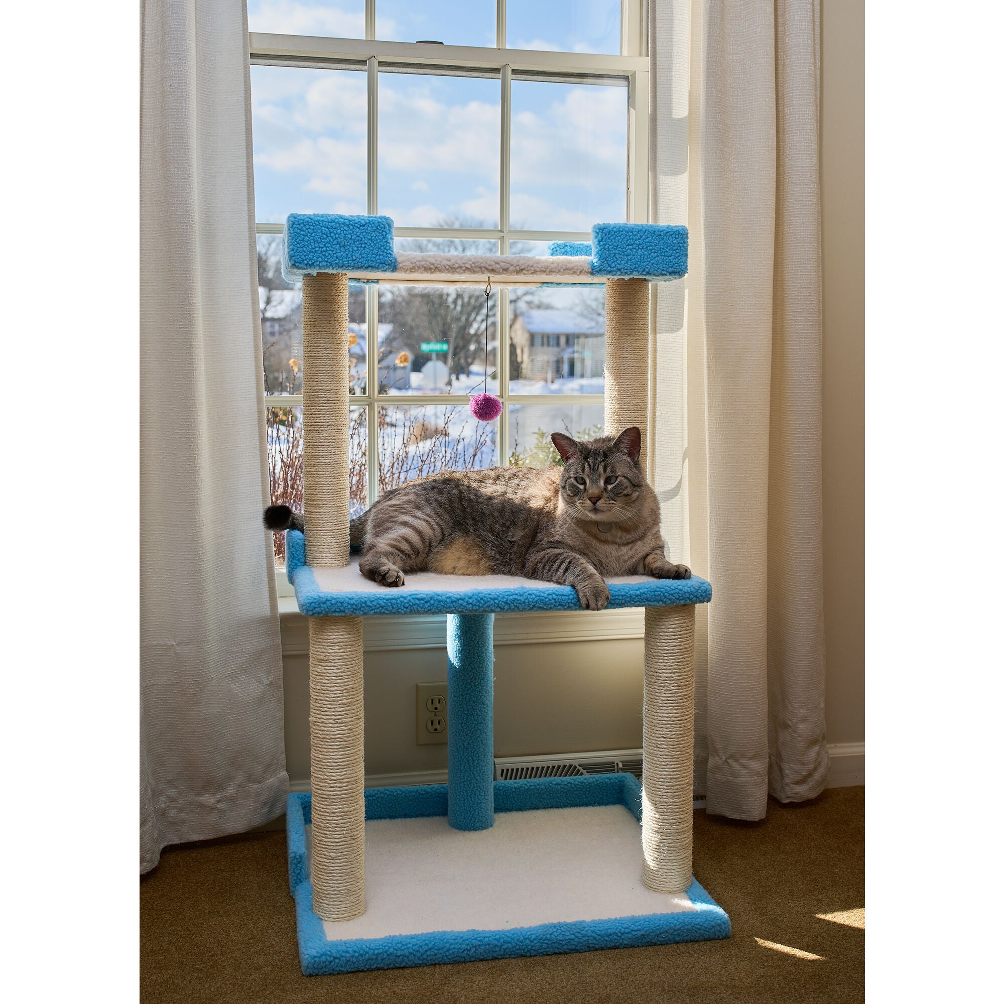 Armarkat Cat Tree for Large Cats: 41" Real Wood Tower with Scratching Posts And Perches