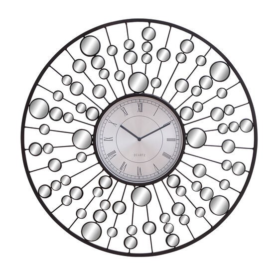 Black Glam Metal Wall Clock, BLACK, hi-res image number null