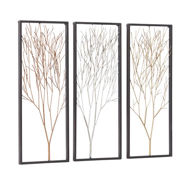 Set Of 3 Black Metal Modern Floral Wall Decor, , alternate image number 3
