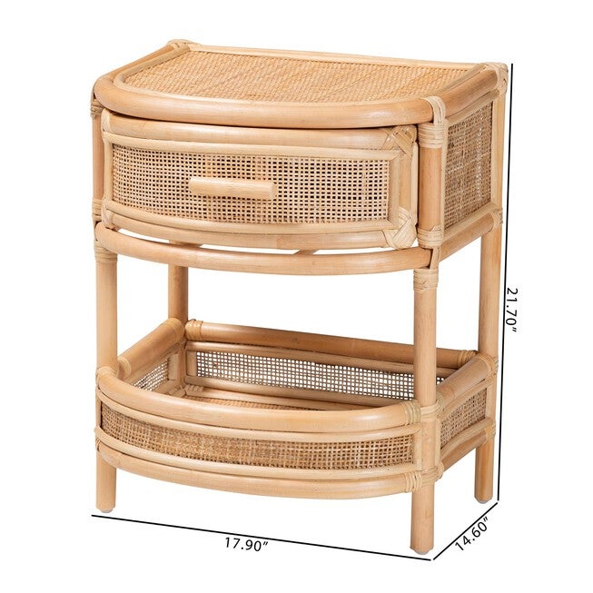Divitia Bohemian Natural Rattan 1-Drawer Nightstand, , alternate image number null