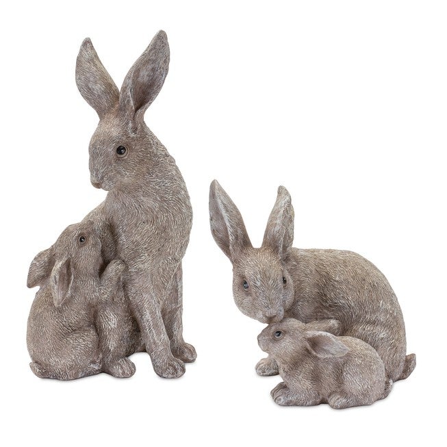 Rabbit with Bunny (Set of 2) 7 inchesH, 11 inchesH Resin, GREY, hi-res image number null
