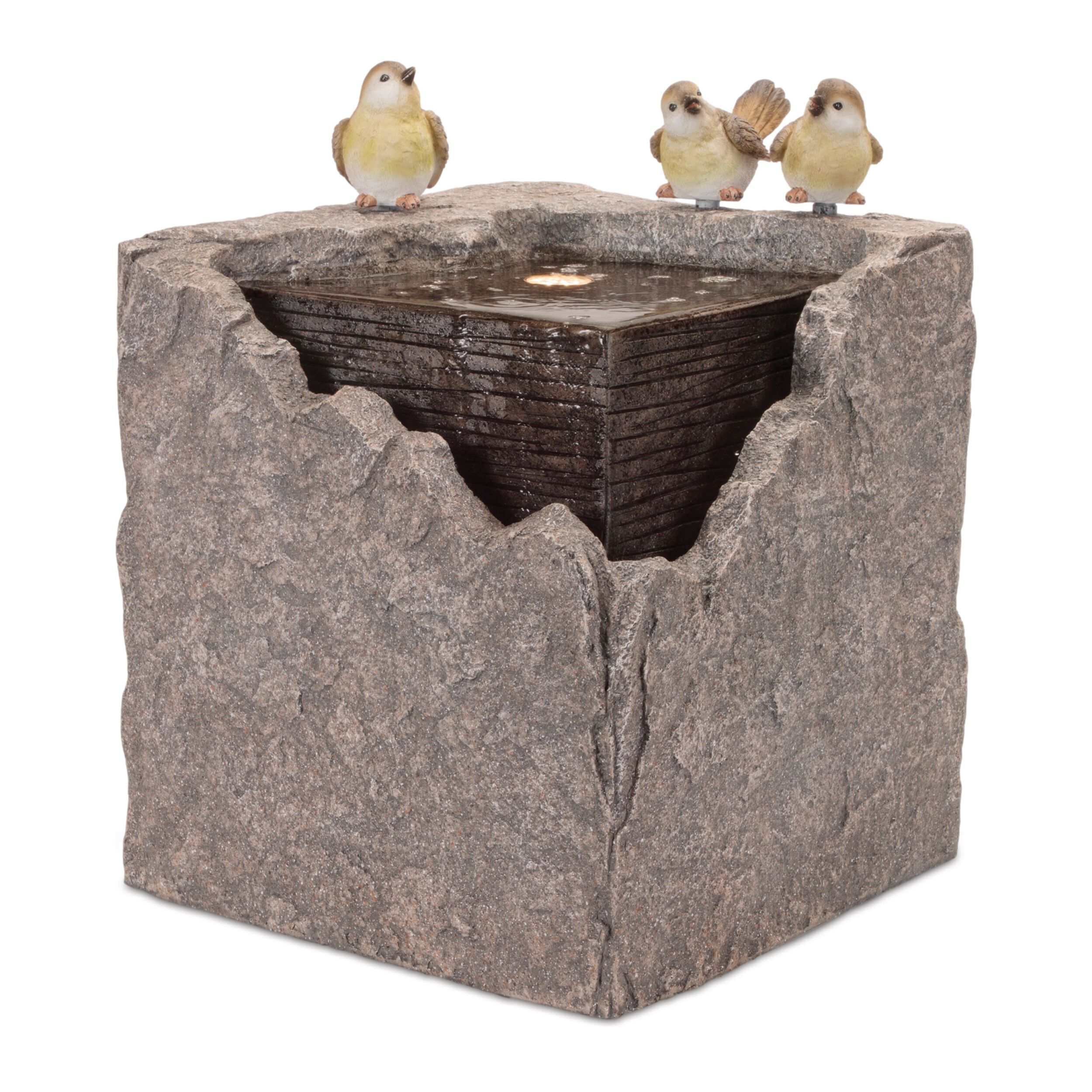 Bubbling Stone Fountain with Bird Accents 19INH, GRAY, hi-res image number 0