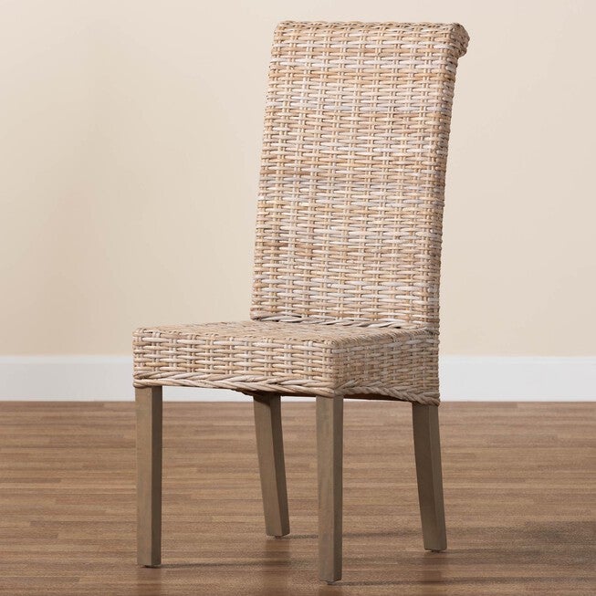 Santiago Bohemian Grey Natural Kubu Rattan And Mango Wood Dining Chair, , alternate image number null
