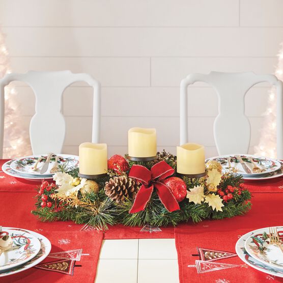 Pre Decorated Candle Holder Centerpiece Christmas Brylane Home