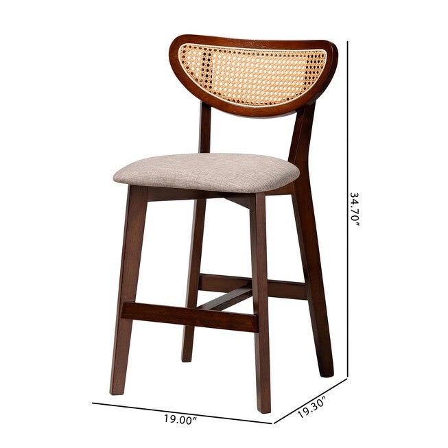 Dannell Mid-Century Modern Grey Fabric and Natural Oak Finished Wood 2-Piece Counter Stool Set, , alternate image number 13
