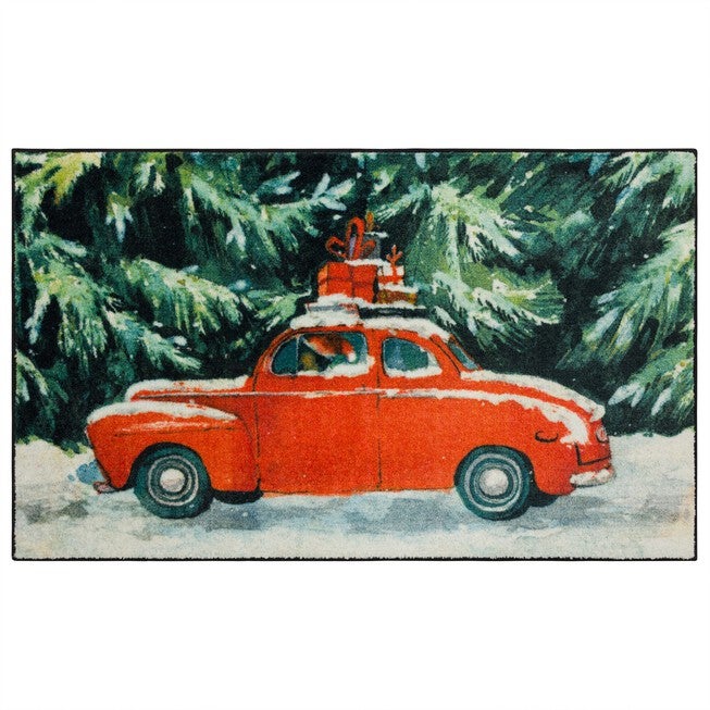 Vintage Christmas Car Kitchen Rug, MULTI, hi-res image number null